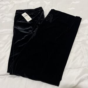 NWT Coldwater Creek Velvet Pants Womens XL Black Embossed Pull-On Elastic Waist